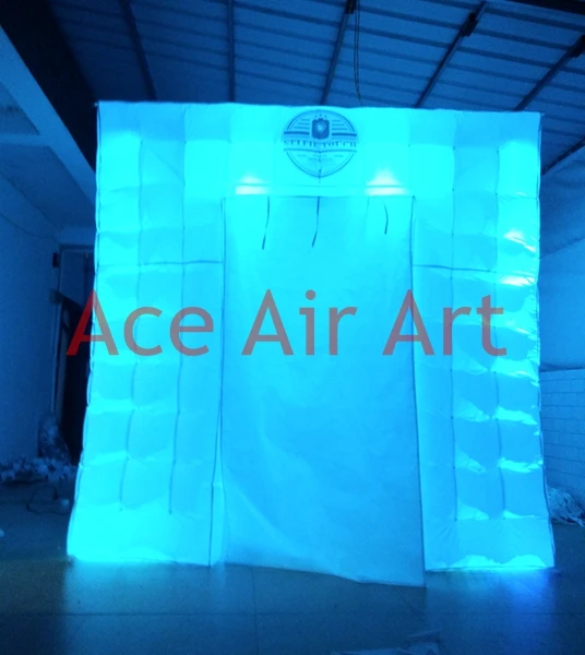 2.4x2.4x2.4m 2 doors cover cloth inflatable photo canopy backdrop 16 changing colorful lighting