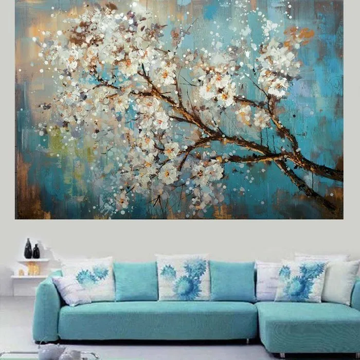 Modern Abstract Flower Oil Painting for Wall Decor Home Decoration Hand Made Canvas Art Picture without Frame for Bathroom