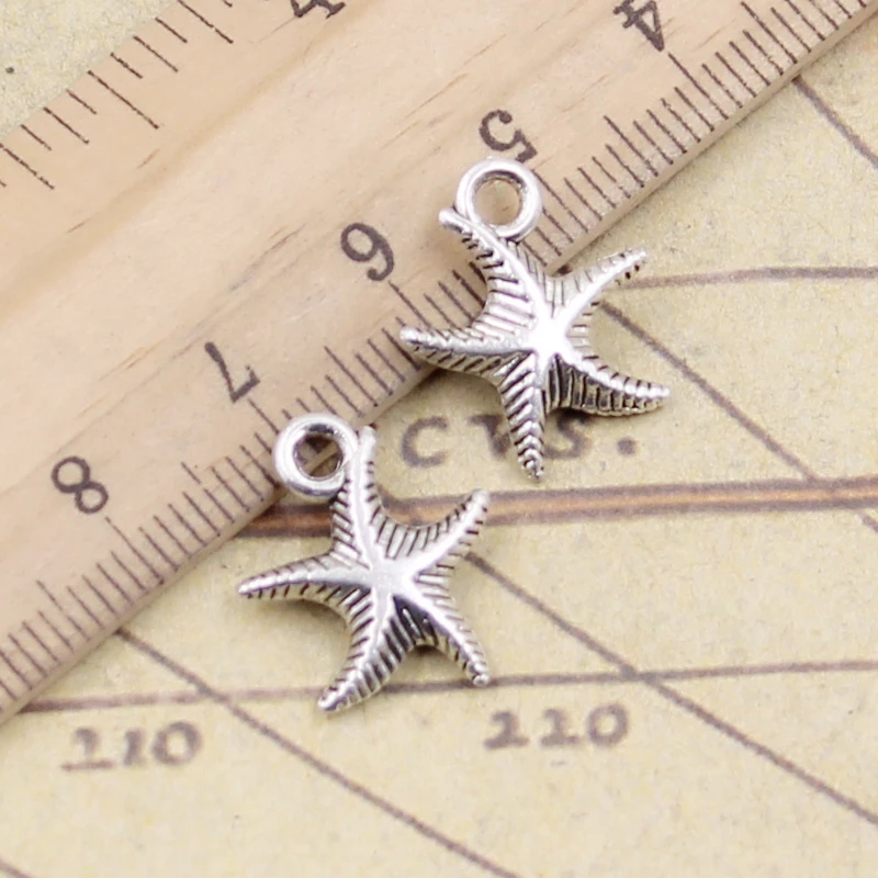 20pcs Charms Double Sided Starfish 16x14mm Tibetan Silver Color Pendants Antique Jewelry Making DIY Handmade Craft Pendant