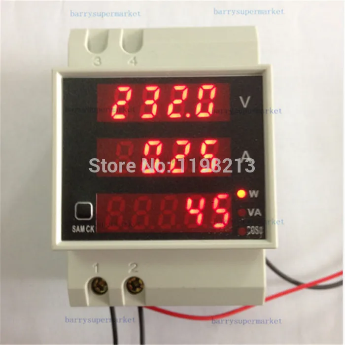 Digital Voltage Current Power Meter Ammeter Voltmeter Powermeter DIN RAIL 100A AC80-300V Volt Amp Watt Meter D52-2048