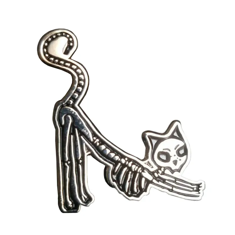 cat skeleton Enamel pin badge