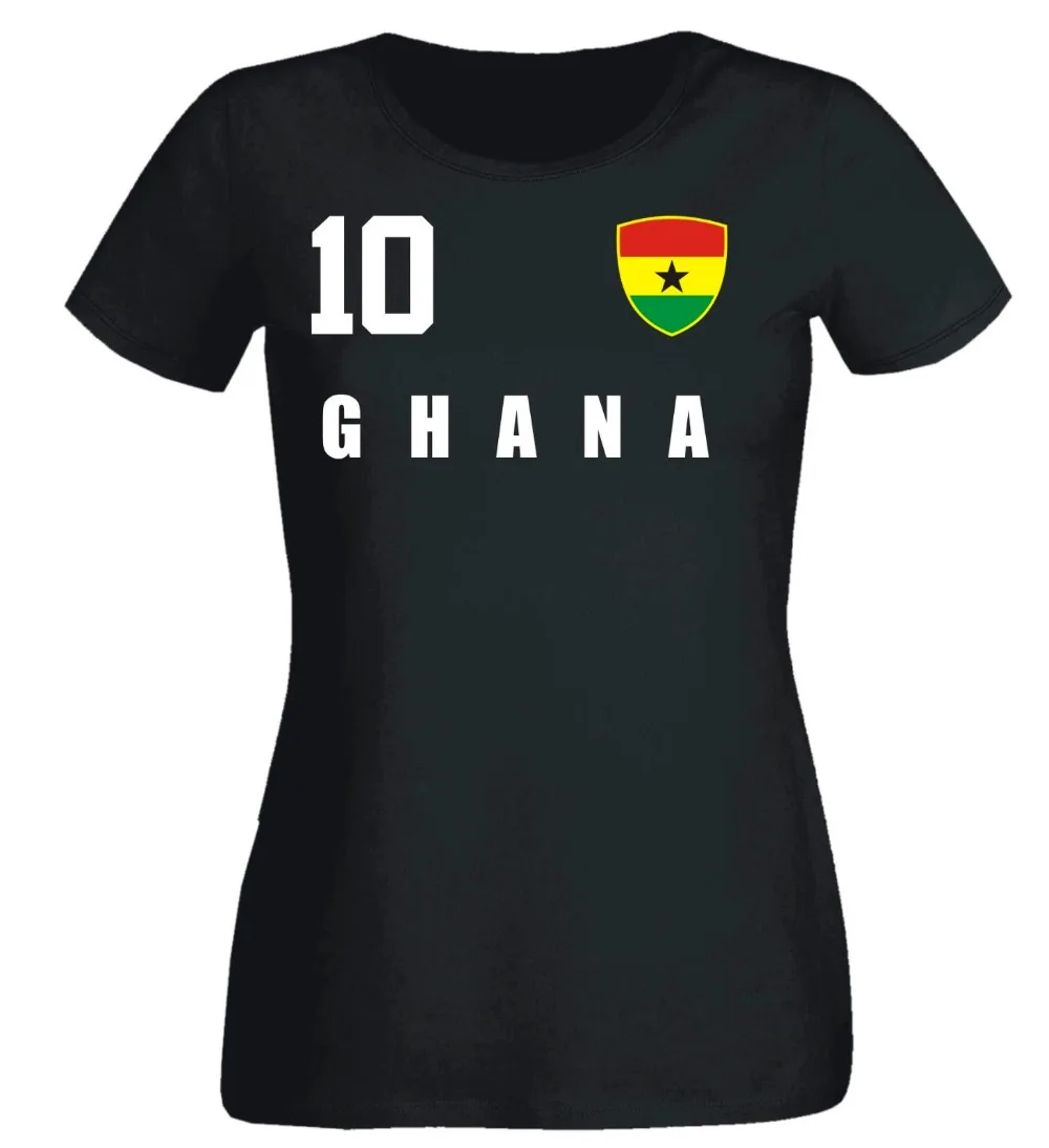 Ghana Damen T-Shirt Schwarz Trikot Team Nr Alle 10 Fubball Sporter 2019 Fußballer Fußball Mode frauen Baumwolle Dünne Hemden