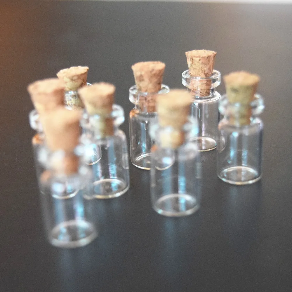 50pcs 0.5mL Mini Small Tiny Clear Cork Stopper Glass Bottles Vials Wholesale  shipping