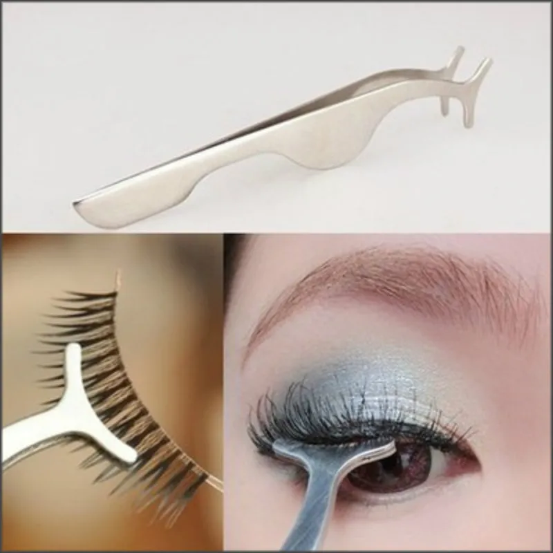 1pc False Eyelash cliper tool Tweezers Fake EyeLash Applicator Extension Curler Nipper Auxiliary Clip Clamp Makeup Forceps Tools