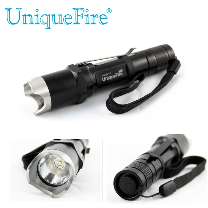 Uniquefire C1 Stainless Steel Defensive Attack Head Double Sided Led Flashlight rechargeable for 1*18650 Battery Waterproof