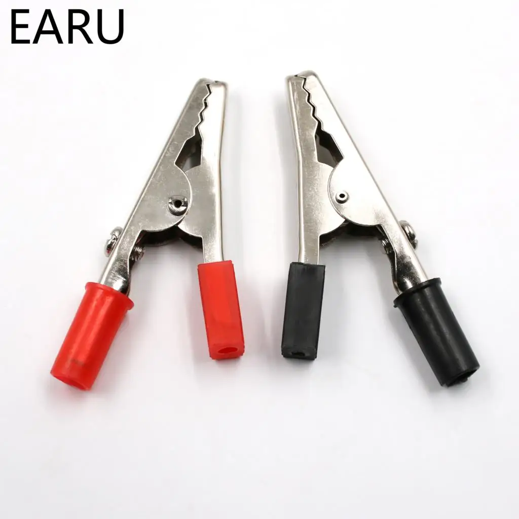 Hot 10pcs 50mm Plastic Handle Test Probe Metal Alligator Clips Connector Connect Socket Plug for Battery