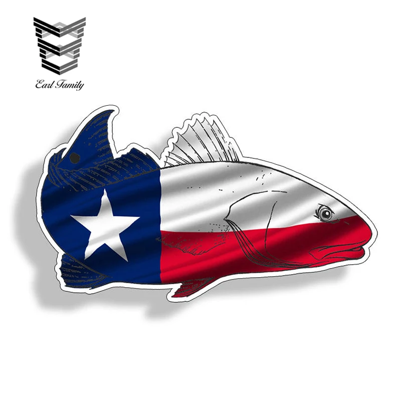 EARLFAMILY 13cm X 7.6cm Texas TX Redfish Red Fish Sticker Vinyl Decal Fishing Drum Car Truck Boat Reel Decals Graphical