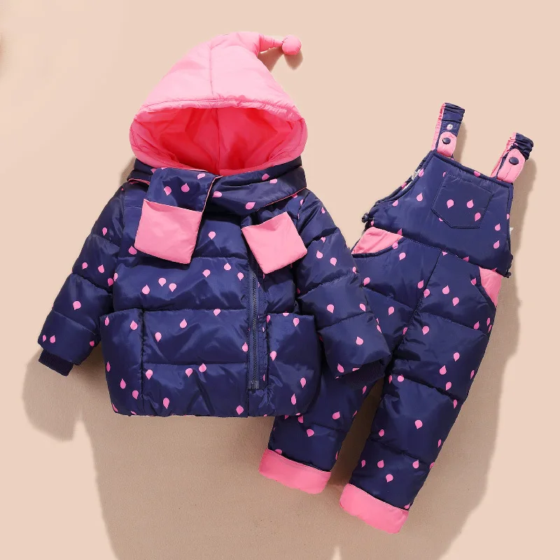 

New Children's Winter Girls Suit Baby Girls Coat and Pants Kids Set