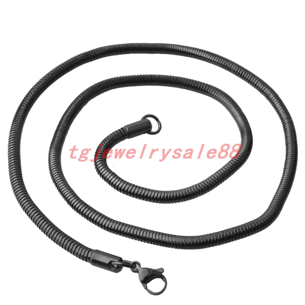 4.2mm Wide Classic Black Color Stainless Steel Snake Herringbone Chain Necklace Choker Charm Women Men Neck Chic Jewelry