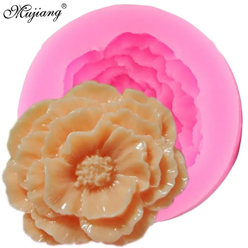 Poppy Flower Silicone Mold Peony Cupcake Fondant Cake Decorating Tools Cookie Baking Polymer Clay Candy Chocolate Gumpaste Mould