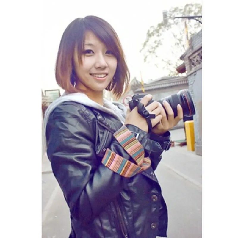 LC005 Universal Color Stripes Soft red Camera Neck Straps Shoulder Strap Belt Grip For Nikon Canon Panasonic Sony Pentax DSLR