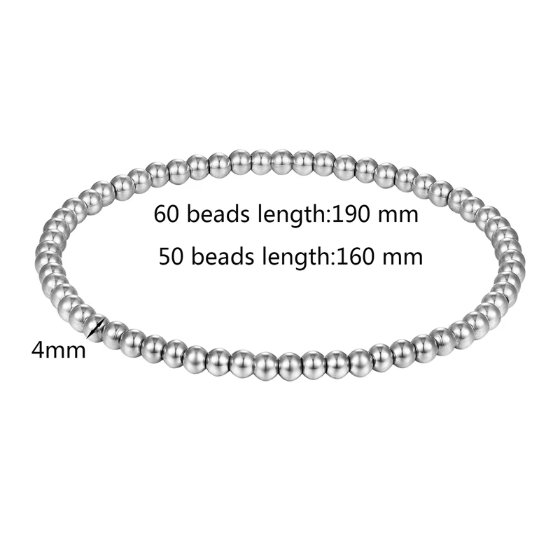 Neue Mode-Stil Männer Frauen Breite 4mm und 6mm Dehnbare Perlen Armbänder Hohe Qualität Edelstahl Zwei Größen schmuck Großhandel – Detail 2