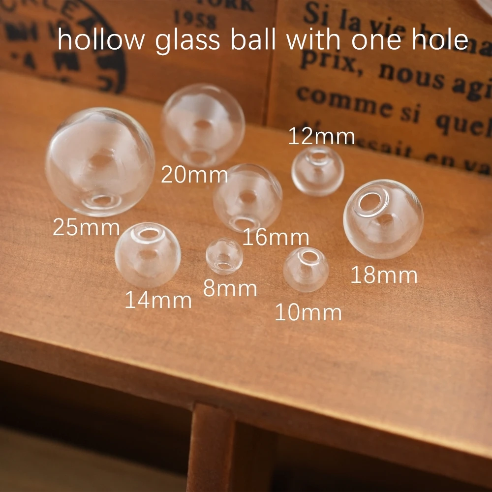 6piece 8-25mm Hollow Glass Ball With Hole Round Bubble Glass Globe Orbs Jewelry Accessories DIY Handmade Materials Glass Charms