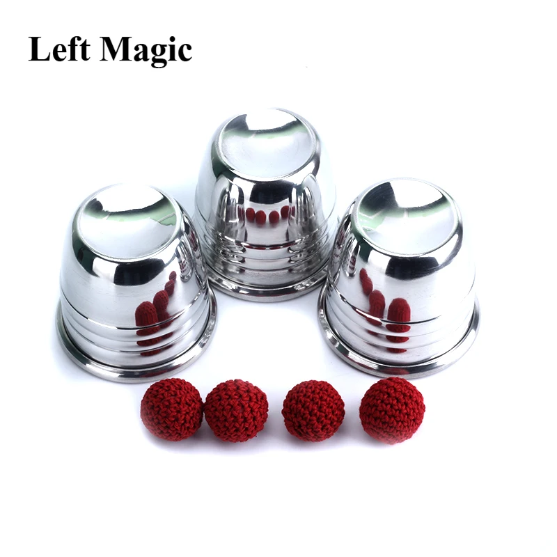 Super Professional Aluminum Three Cups and Balls With Cup (Large), Gimmick Props,Magic Tricks Magician Close Up Illusion