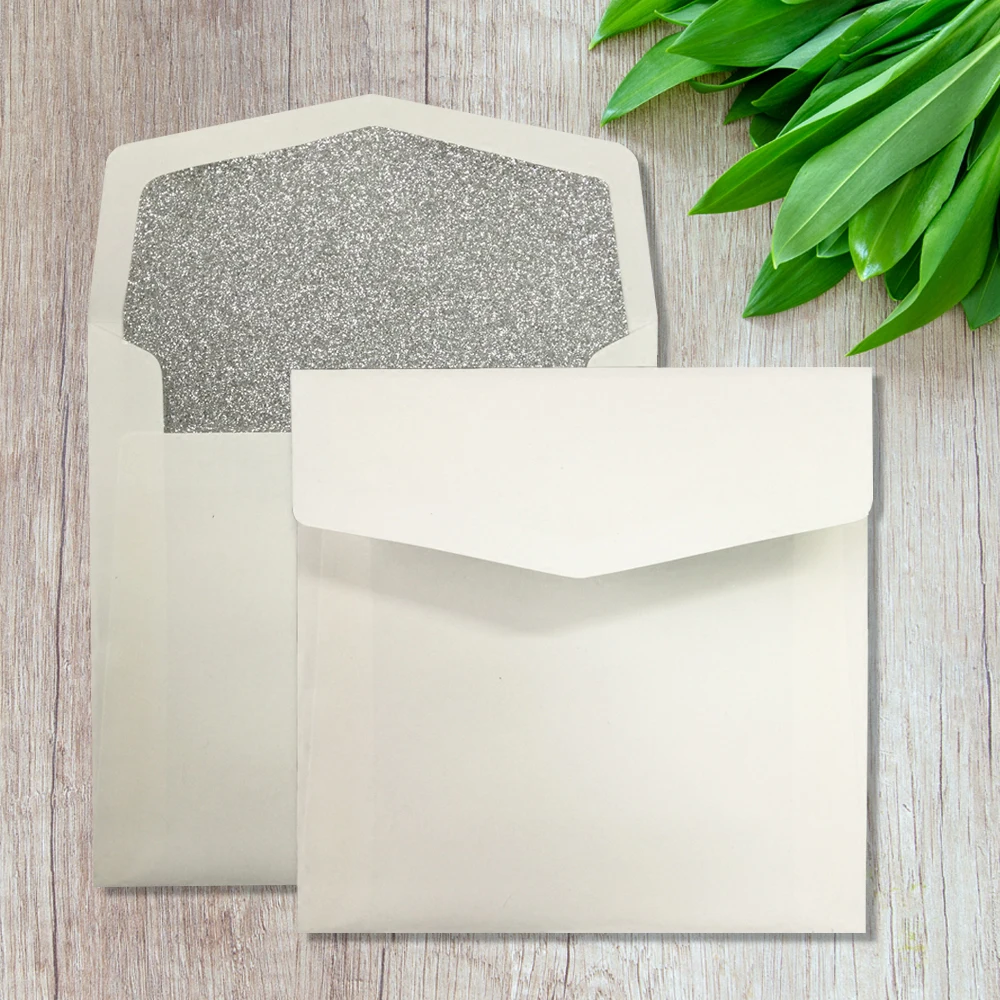 

Lined Wedding Invitations Envelope Shiny Gold Envelopes Silver Envelope 15.5 x 15.5 cm Envelope Seals Included - Set of 50