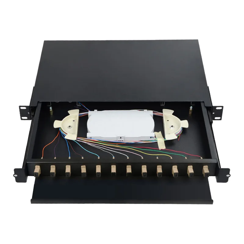 

Drawer type Fiber optic terminal box 12 core Desktop SC MM OM1 62.5/125 with adapter pigtail 12 Ports Fiber optical Patch Panel