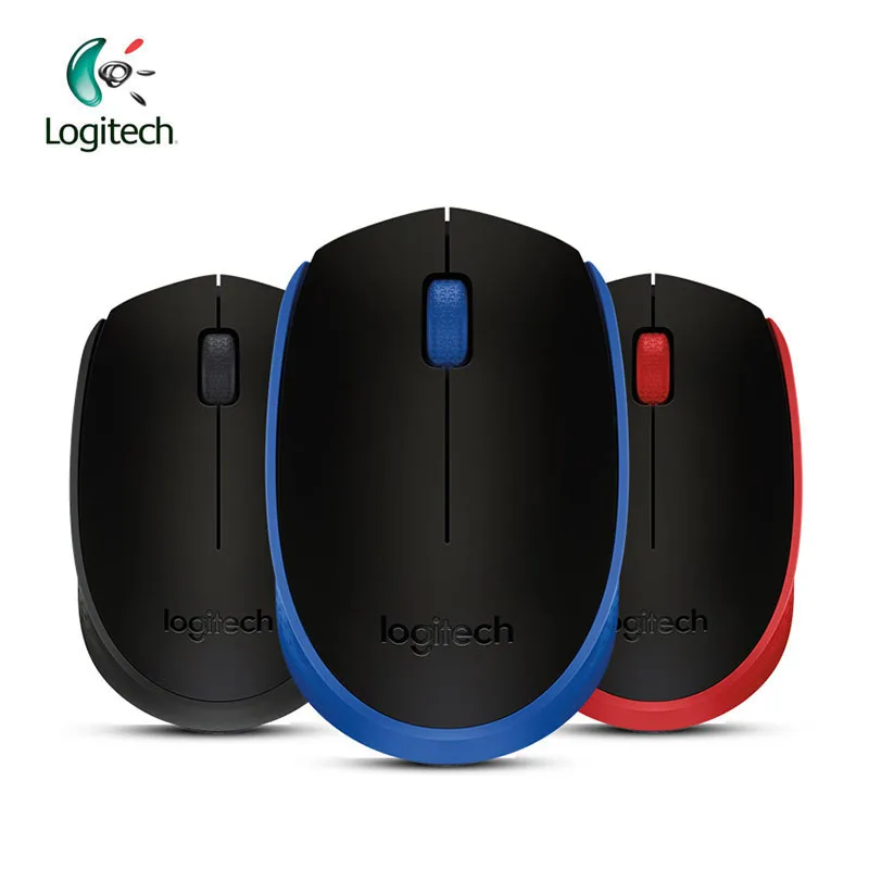 Logitech-ratón inalámbrico M171 2,4G para juegos, dispositivo con Nano receptor, potencia de Resolución de 1000dpi, compatible con juegos de PC, prueba de oficina