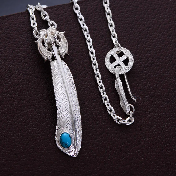 S925 sterling silver new feathers fashion couple necklace