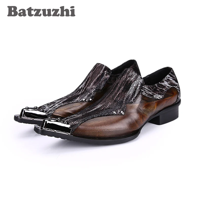 

Batzuzhi Japanese Type Fashion Men's Leather Shoes Pointed Toe Leather Dress Shoes Men High Inreased Footwear! Big Sizes 38-46