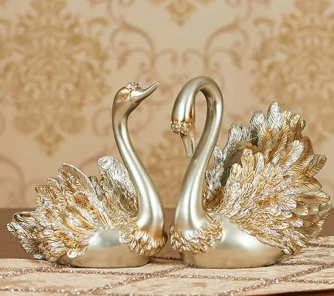 

Environmental resin Europe style couples swans one pair/ 2 pieces arts craft,furnishings living room decoration gift a2415