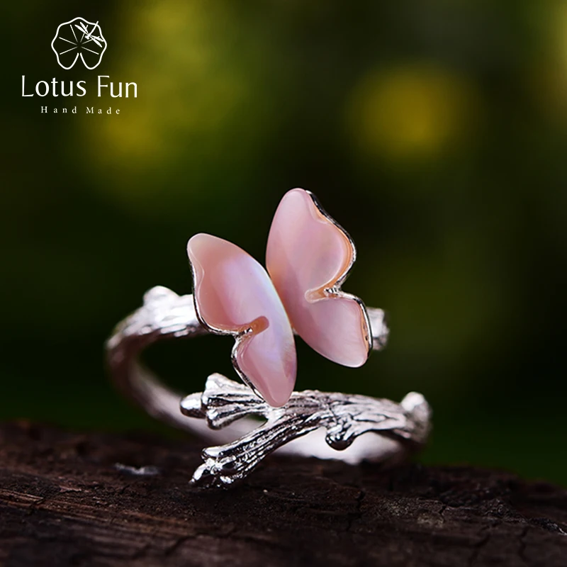 

Женское кольцо «Бабочка на ветке» Lotus Fun, открытое ювелирное изделие из настоящего серебра 925 пробы