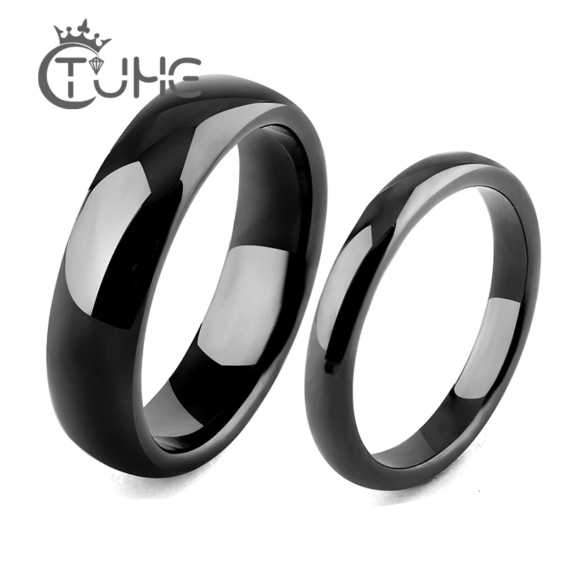 Bague en céramique pour la saint-valentin, bijoux pour femmes, amoureux, 3mm 6mm, en céramique noire et blanche, cadeau de fiançailles, ne se décolore jamais