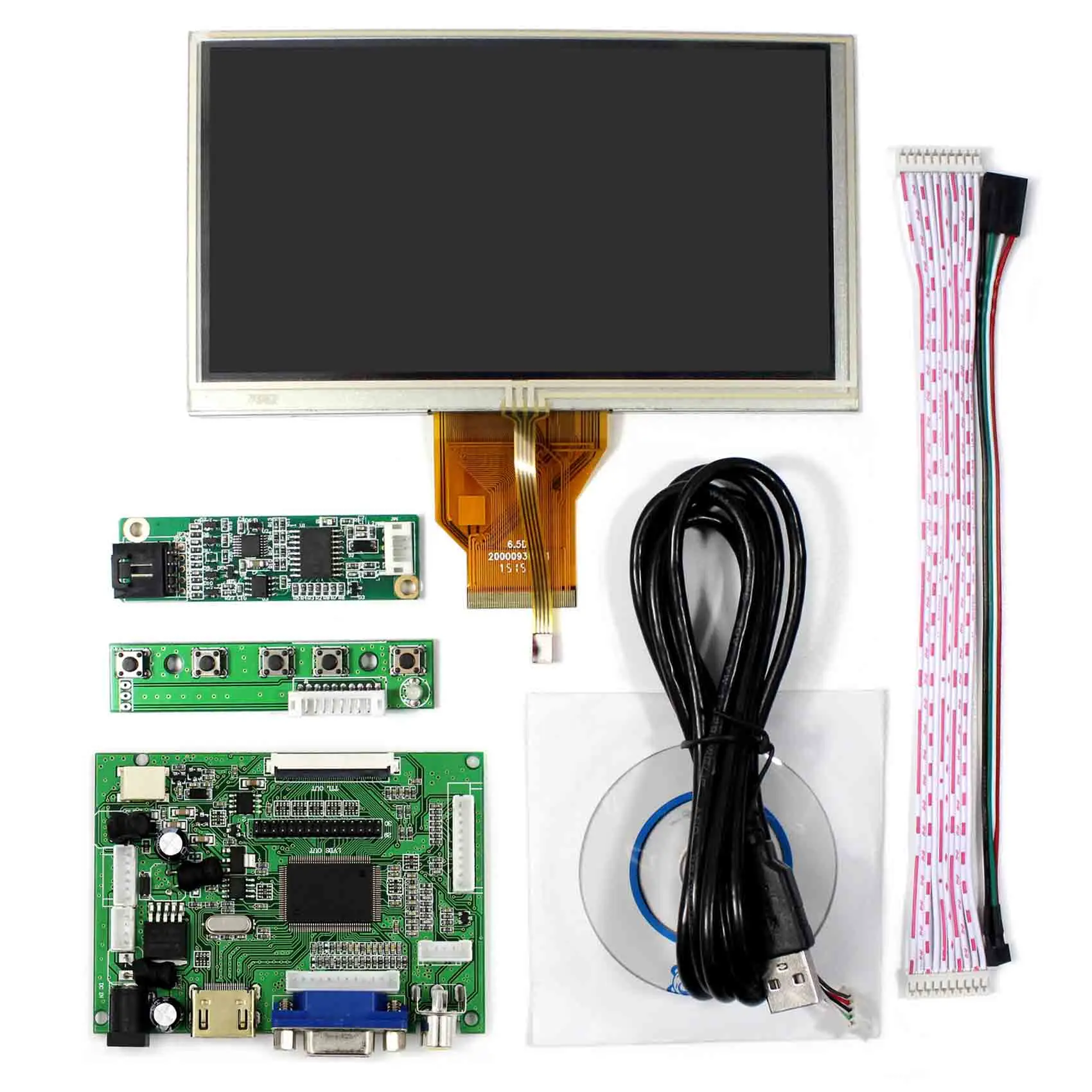 H DMI+VGA+2AV Controller Board VS-TY2662-V1 + 6.5inch 800x480 AT065TN14 LCD Touch Screen