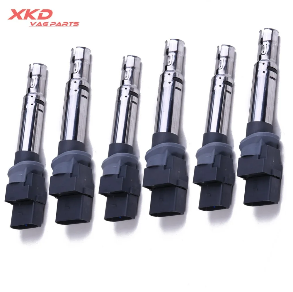 6pcs Spark Plug Ignition Coil For V-W  Eos Golf R32 Touare-g Phaeton T5  A3 TT 3.2 022 905 715 B