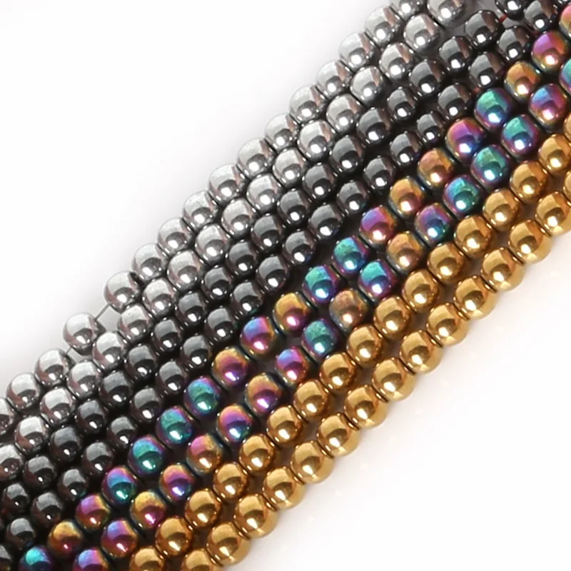

Natural Stone Beads Plated Hematite Beads 4/6/8/10MM for DIY Jewelry Making Findings Bracelet Necklace Accessories