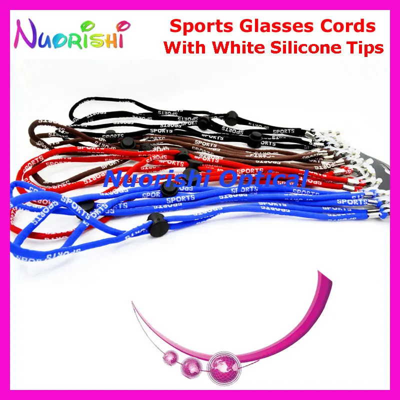 50pcs Popular Sports Sunglass Glasses Eyeglasses String Cords Lanyard With White Silicone Tips and Non-slip Ball Free Shipping