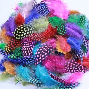 500Pcs/Lot 5-12CM Guinea Fowl Spotted Feathers Mixed Color Craft Feather,Plumas Decorativas,Plumas para manualidades