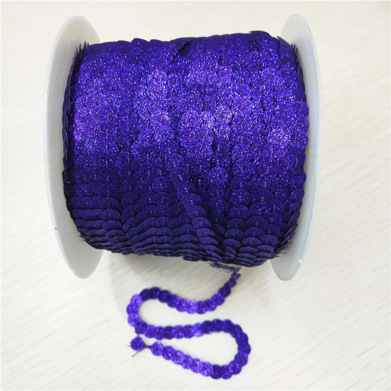 100 Yards 6mm Purple Glitter Powder Coating Sequins Roll Trim, Sold per Packet of 1 Roll(100 Yards)