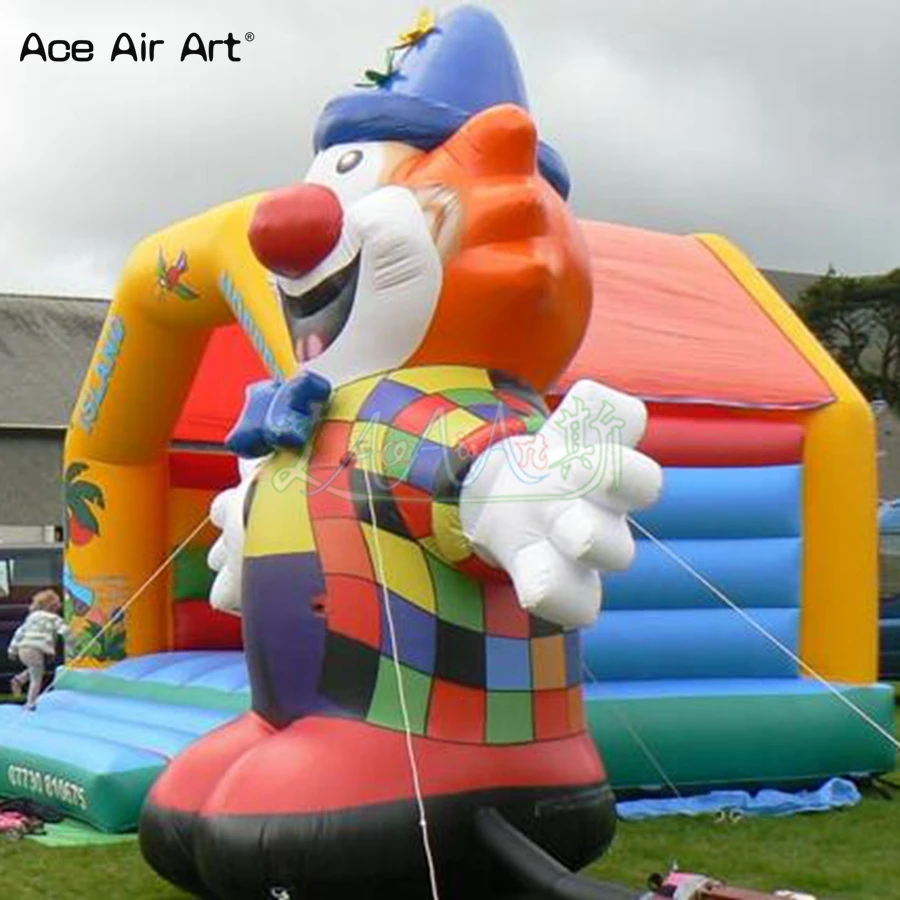 

Hot Sale Decorative Cartoon Mascot Inflatable Clown Clown with Plaid Shirt and Red Nose for Circus Play and Events Decoration