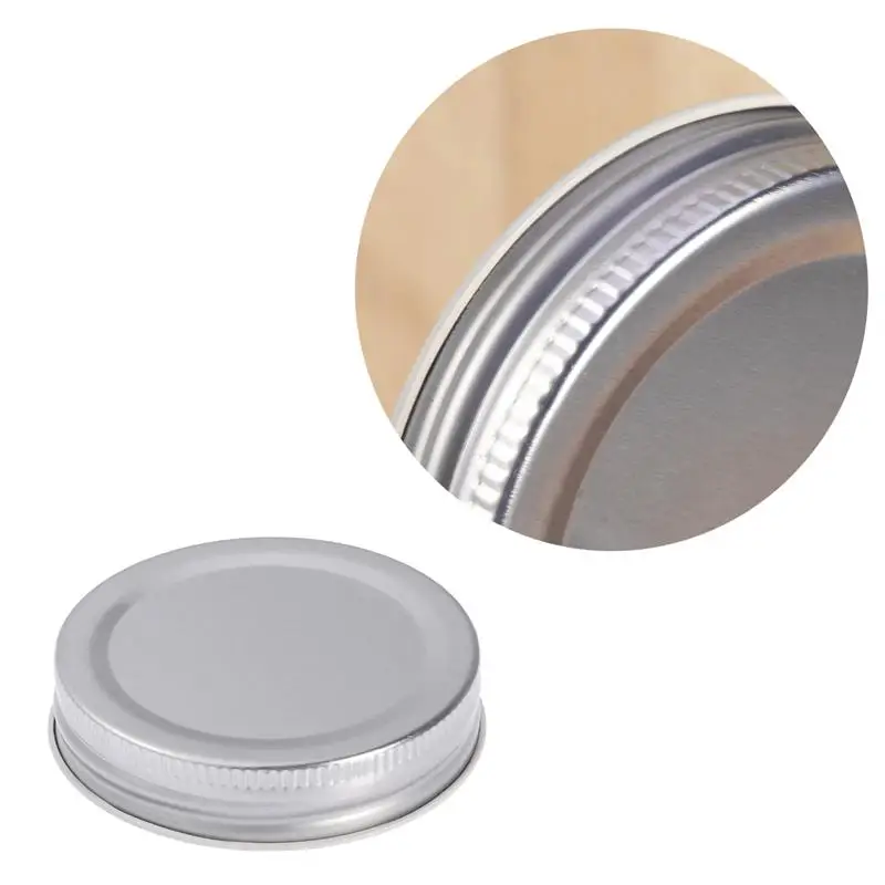 4pcs Sealing Metal Caps Leakproof Tin Lids Mason Jar Cover for Wide-Neck Jar Collection Bottle Glass Storage Bottle