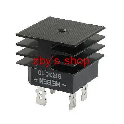 BR3010 30A 1KV Single Phase Bridge Rectifier Half-Wave Black w Heatsink