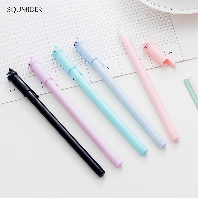 Creative Cute Cat Gel Pen 0.5mm Stationery Student Full Needle Black Ink Pen School Office Supplies