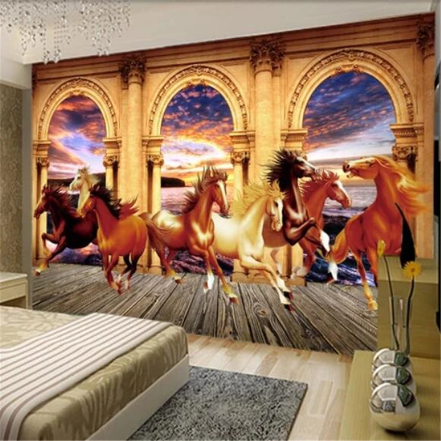 

beibehang Custom 3d large wallpaper horse triumph creative European 3D scenery TV background wall papers home decor wallpaper