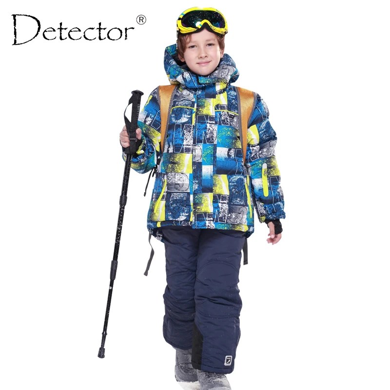 Detector Boys Ski Sets Waterproof Windproof Children Clothing Kids Winter Warm Snowboard Outdoor Ski Suit Boys Ski Jacket