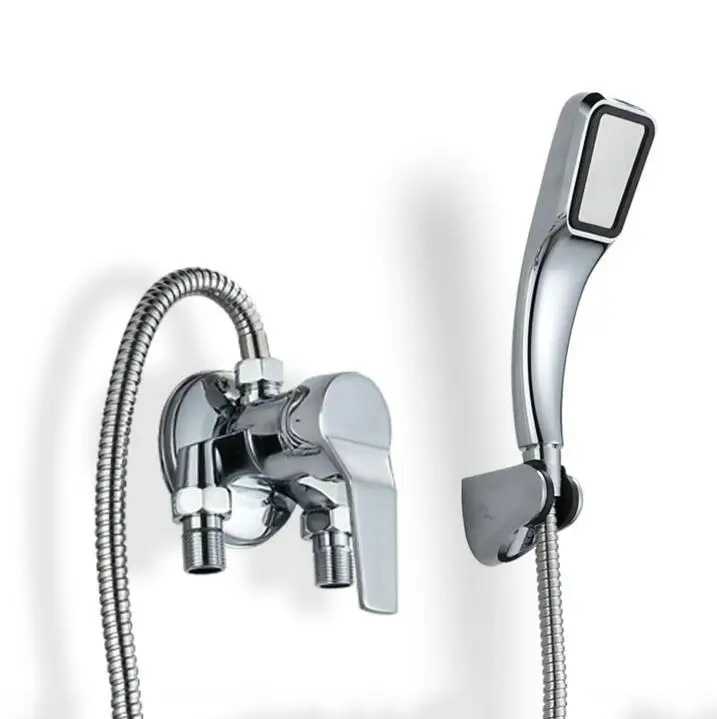 Wall mount Bath mixer tap single handle exposed install shower valve chrome brass with hand shower shower mixer valve