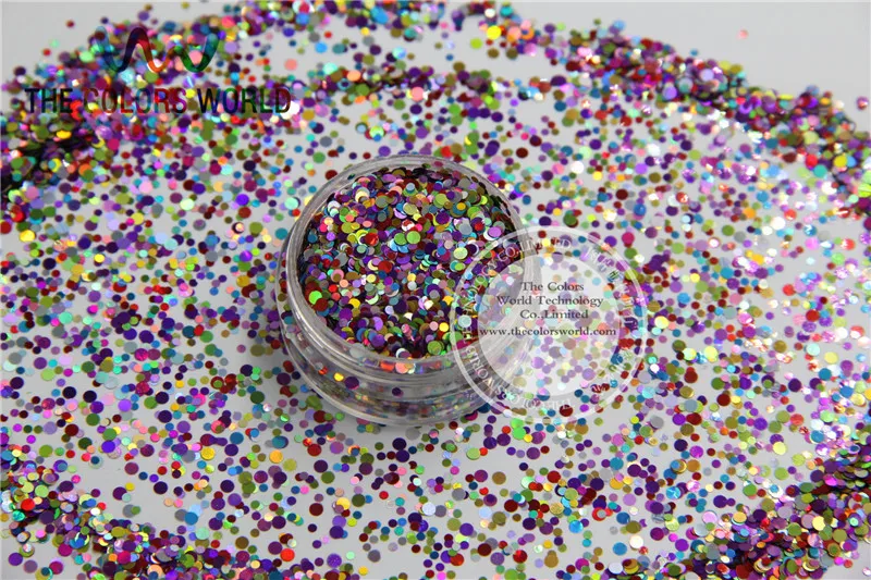 RL21-66 Mix 1-2mm Size Laser Holographic Color Glitter Dot shape Glitter for Nail Art  and DIY supplies