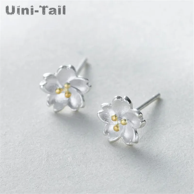 Uini-Tail hot new 925 Tibetan silver simple small fresh cherry earrings temperament Korean sweet earrings hypoallergenic ED044