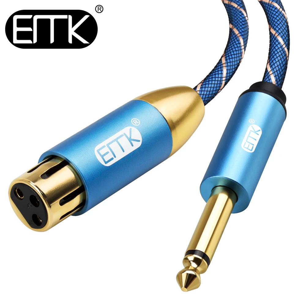 

EMK Mono 6.35mm to XLR Cable Female XLR to Jack TS 6.3mm(1/4") Male Plug Audio Lead For Instrument Guitar Bass Microphone Cable