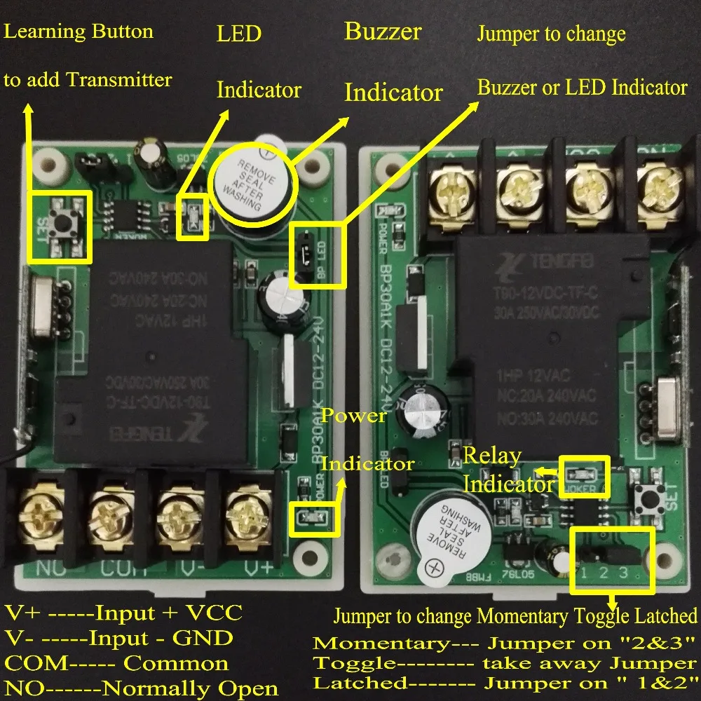 DC12V 30A Relay Remote Control Switch DC12V-24V Wide Range Working Voltage 12V 14V 16V  Receiver Transmitter Long Range  315/433