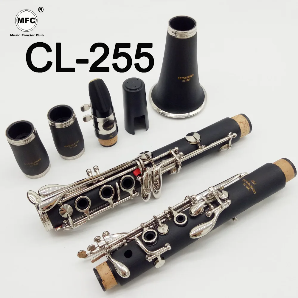 

Music Fancier Club Student Clarinets Bb MFCCL-255 Matte ABS Resin Bakelite Clarinet Mouthpiece 4C Included Case + Reeds