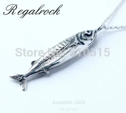 Sardine Fish Necklace Cute Boho Pilchard Animal Pendant Gothic Ocean Jewelry