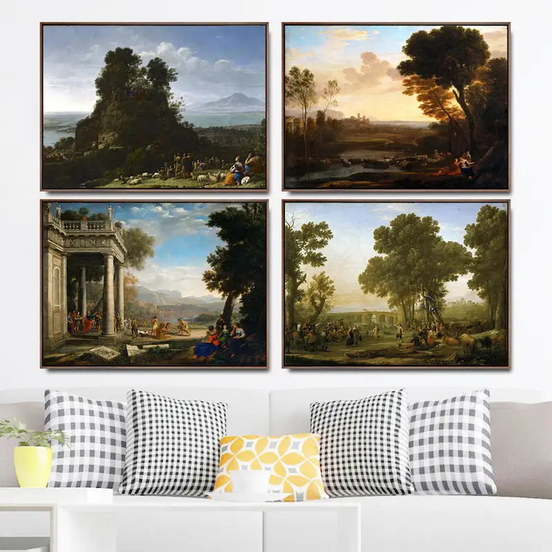 Home Decoration Art Wall Pictures For Living Room  Poster Print Canvas Printings Paintingsn French Claude Lorrain Big Tree