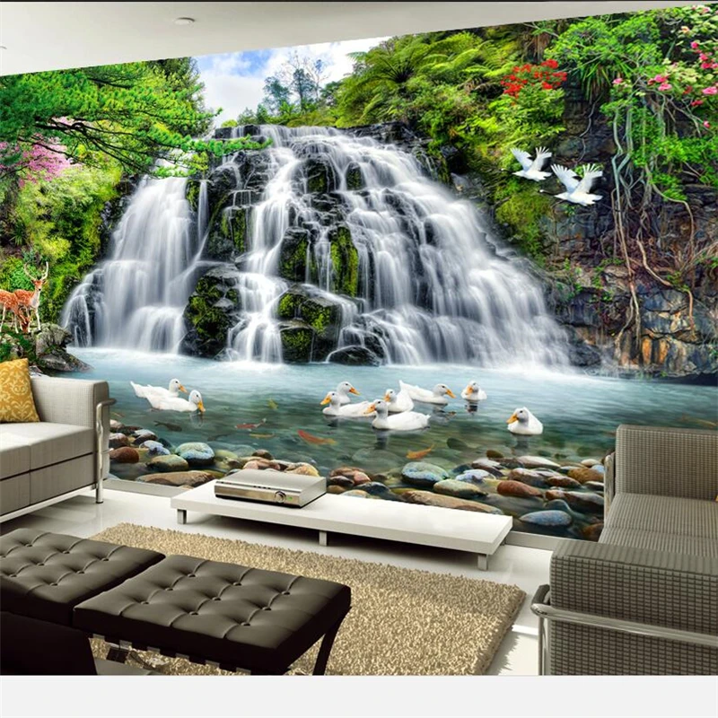 

wellyu Custom wallpaper 3d papel de parede photo mural landscape scenery water waterfall mural living room wall paper mural обои