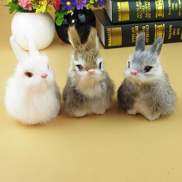 

3 pieces a lot cute simulation squating rabbit toys small rabbit models gift 12x8x8cm