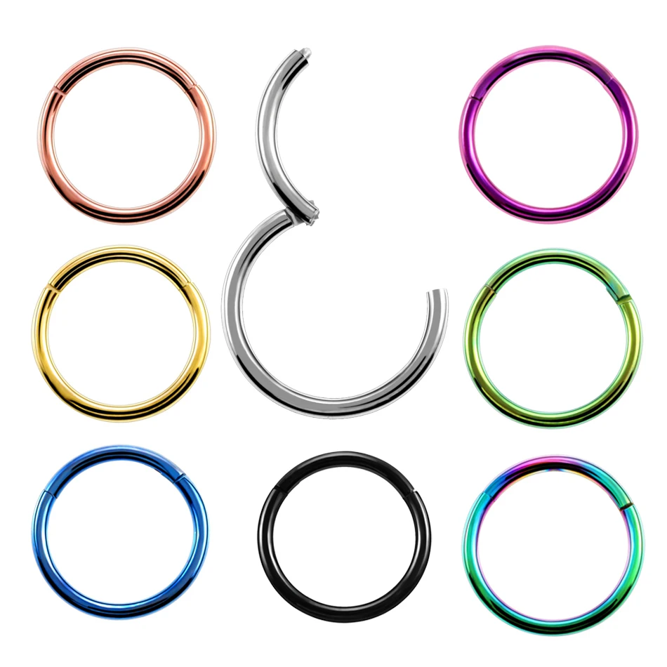 2pcs/lot G23 Titanium Hinged Segment Nose Rings Lip Eyebrow Nipple Clicker Ear Septum Helix Tragus Captive Piercing Body Jewelry