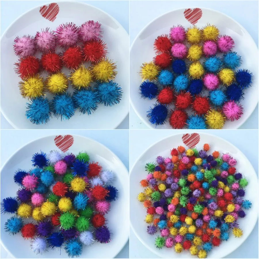 Pompon 10mm 15mm 20mm 25mm 30mm Christmas Pompom Furball Craft DIY Soft Pom Poms For Child Christmas Decoration Accessories 20g